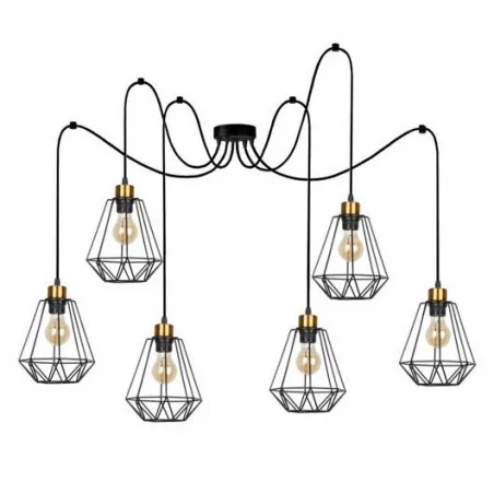 Lampy-sufitowe - wisząca lampa sufitowa w industrialnym stylu na 6 żarówek e27 primo 36-00316 candellux 