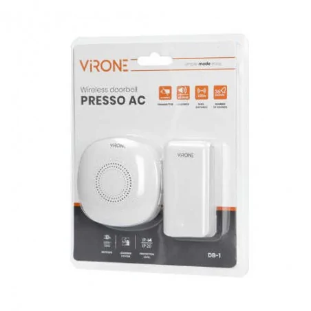 Dzwonki-do-drzwi-bezprzewodowe - dzwonek bezprzewodowy biały z przyciskiem kinetycznym learning system 36 dźwięków presso ac db-1 virone orno 