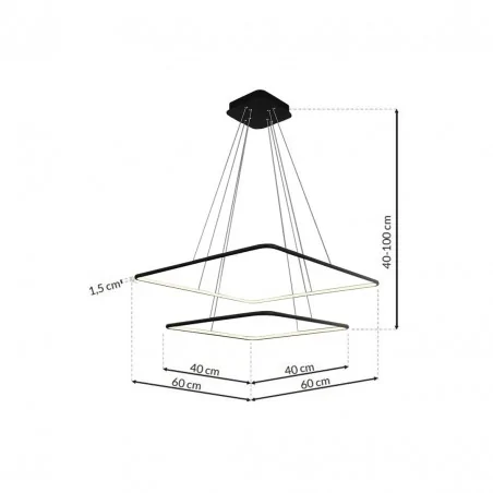 Lampy-sufitowe - lampa wisząca 2 kwadraty led 50w nix black ml518 eko-light 