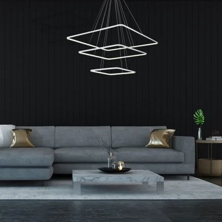 Lampy-sufitowe - nowoczesna lampa wisząca 3 kwadraty 117w led nix white ml515 eko-light 