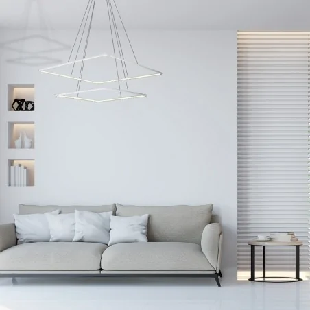 Lampy-sufitowe - biała lampa wisząca 2 kwadraty 50w led nix ml514 eko-light 