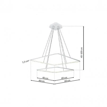 Lampy-sufitowe - biała lampa wisząca 2 kwadraty 50w led nix ml514 eko-light 
