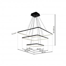 Lampy-sufitowe - potrójne oświetlenie wiszące kwadratowe 117w led nix ml519 eko-light 