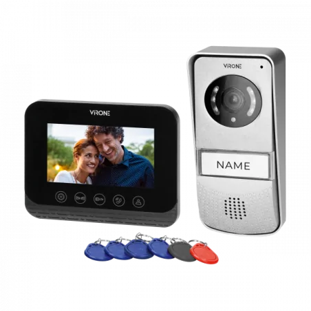 Wideodomofony - bezsłuchawkowy zestaw wideodomofonowy 4,3'' lcd z czytnikiem breloków zbliżeniowych enif erfid vdp-62 virone orno 