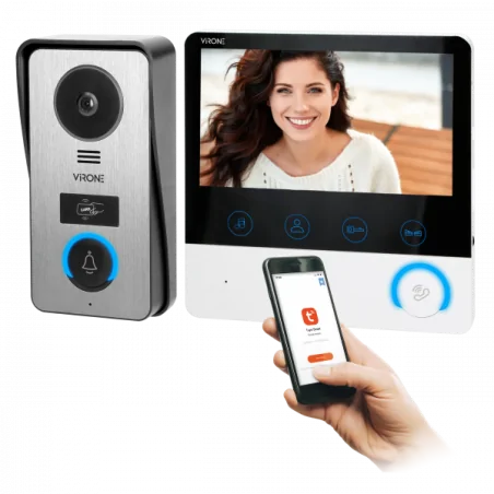 Wideodomofony - zestaw wideodomofonowy bezsłuchawkowy z kolorowym monitorem 7'' wi-fi hilit full hd vdp-65 virone orno 