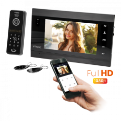 Wideodomofony - czarny zestaw wideodomofonowy bezsłuchawkowy monitor 7'' lcd 1080p menu osd vifis vdp-61fhd virone orno