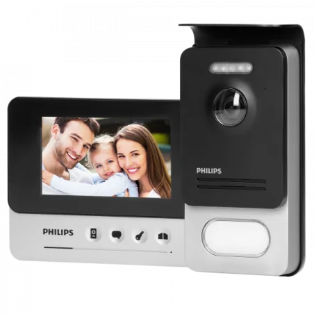 Wideodomofony - zestaw wideo domofonowy jednorodzinny 4,3'' 6 dźwięków dzwonka philips welcomeeye compact 531104 orno 