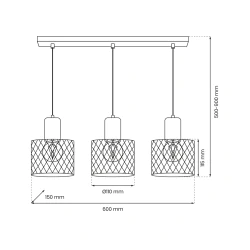 Lampy-sufitowe - potrójna lampa wisząca o ażurowych kloszach 3xe27 sobresa mlp8560 eko-light 