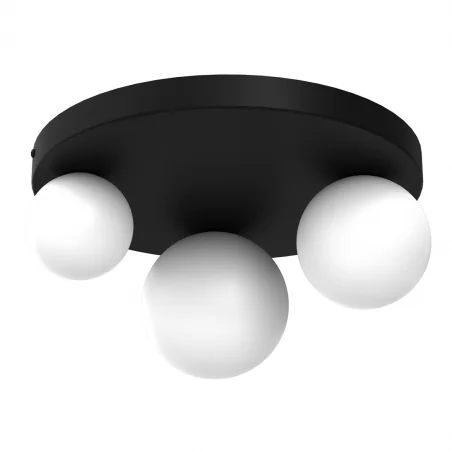 Lampy-sufitowe - czarny plafon z trzema białymi kulami 3xg9 bibione mlp8390 eko-light 