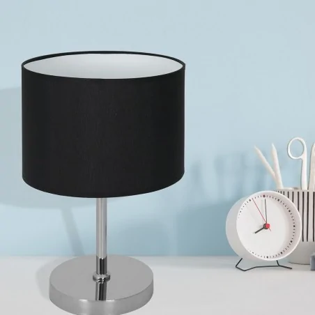 Lampki-nocne - lampka stołowa czarno - chromowa 1xe27 casino ml6381 eko-light 