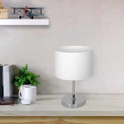 Lampki-nocne - lampka stołowa 40cm biało-chromowa 1xe27 casino ml6375 eko-light 