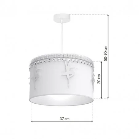 Lampy-sufitowe - lampa wisząca biała z baletnicami 1xe27 baletnica mlp4969 eko-light 