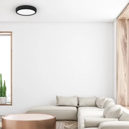 Plafony - czarny plafon na pilota 36w led ø39cm gea ml6394 eko-light 