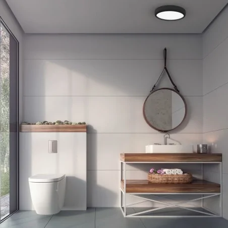 Plafony - czarny plafon na pilota 36w led ø39cm gea ml6394 eko-light 