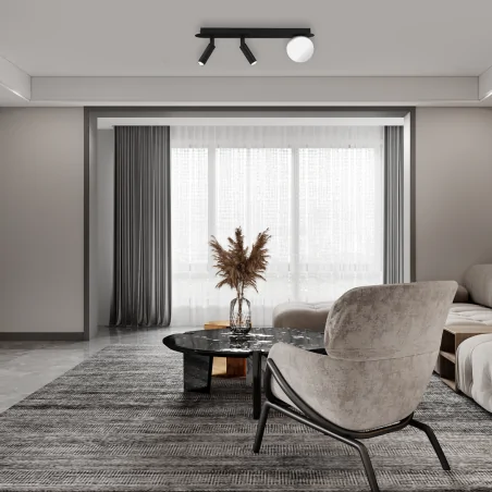 Lampy-sufitowe - czarna lampa sufitowa - biała kula + 2 tuby 3xg9 sirio mlp8405 eko-light 