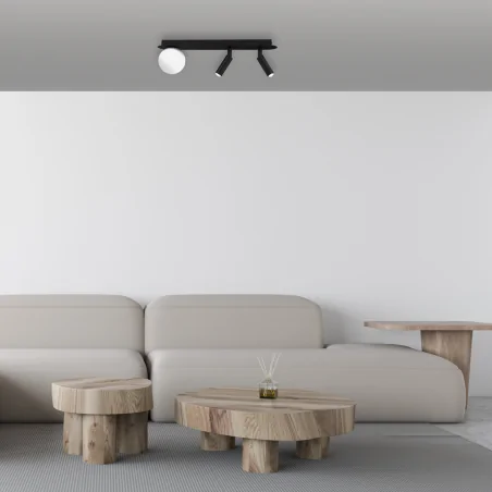 Lampy-sufitowe - czarna lampa sufitowa - biała kula + 2 tuby 3xg9 sirio mlp8405 eko-light 