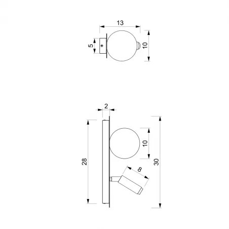 Kinkiety-do-salonu - czarny kinkiet biała kula + tuba 2xg9 sirio mlp8404 eko-light 