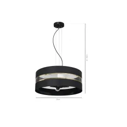 Lampy-sufitowe - czarno- złota lamp wisząca okrągła 50cm 3xe27 ultimo mlp7342 eko-light 