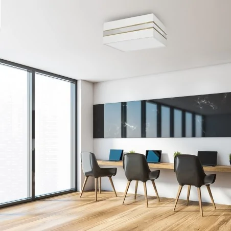 Lampy-sufitowe - biało-złota lampa sufitowa kwadratowa 50cm 3xe27 ultimo mlp7348 eko-light 