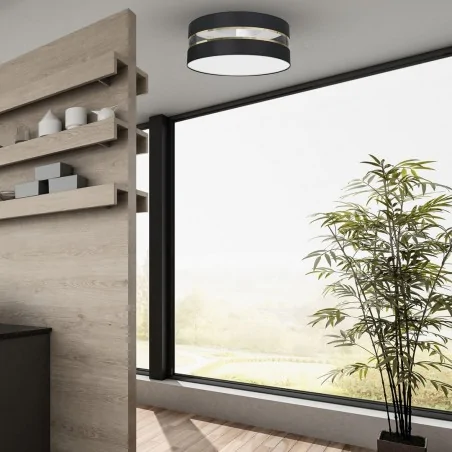 Plafony - lampa sufitowa czarna o średnicy 50cm 3xe27 ultimo mlp7340 eko-light 