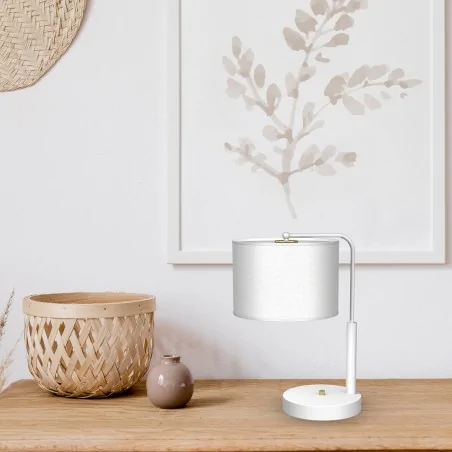 Lampki-nocne - biała lampka stołowa 37cm 1xe27 albion mlp7513 eko-light 