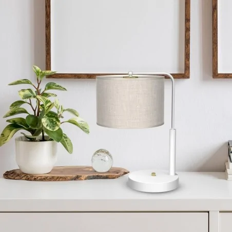 Lampki-nocne - lampa gabinetowa lniano-metalowa 1xe27 lino mlp7502 eko-light 