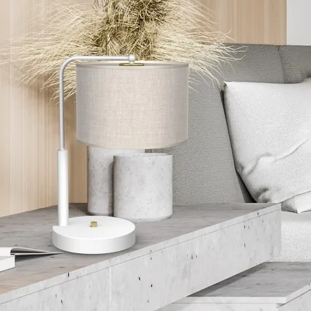 Lampki-nocne - lampa gabinetowa lniano-metalowa 1xe27 lino mlp7502 eko-light 