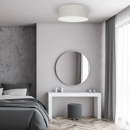 Lampy-sufitowe - oświetlenie sufitowe okrągłe 50cm lniane 3xe27 lino mlp7499 eko-light 