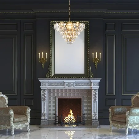 Lampy-sufitowe - żyrandol złoty pokryty kryształkami 6xe14 selena ml5988 eko-light 