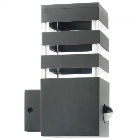 Kinkiety-ogrodowe - kinkiet zewnętrzny grafitowy z czujnikiem ruchu i zmierzchu na żarówkę e27 ip44 teksas 317667 polux 