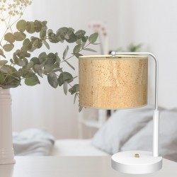 Lampki-biurkowe - lampka biurkowa biało - brązowa 1xe27 cork mlp7524 eko-light 