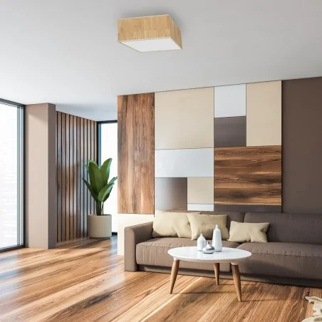 Lampy-sufitowe - kwadratowe oświetlenie sufitowe - korkowe 2xe27 cork mlp7517 eko-light 