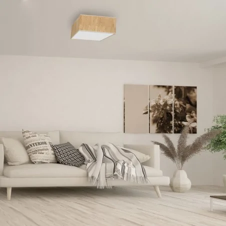 Lampy-sufitowe - kwadratowe oświetlenie sufitowe - korkowe 2xe27 cork mlp7517 eko-light 