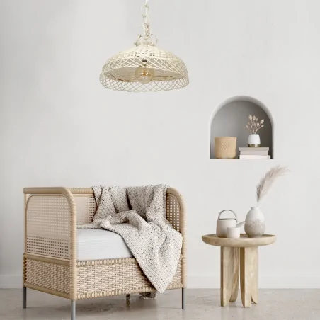 Lampy-sufitowe - kremowe oświetleni wiszące wiklinowe 1xe27 vimini mlp7997 eko-light 