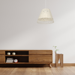 Lampy-sufitowe - pleciona lampa wisząca biała 1xe27 vimini mlp7993 eko-light 