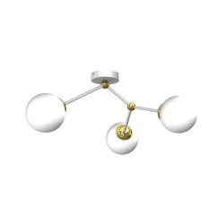 Lampy-sufitowe - potrójne oświetlenie sufitowe biało - złote 3xe14 joy mlp7464 eko-light 