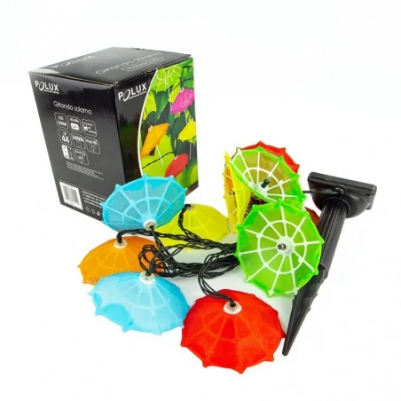 Swiecace-kule-i-girlandy - girlanda solarna multikolor parasolki 2m 10xled ip44 6500k 311559 polux 