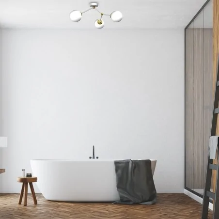 Lampy-sufitowe - potrójne oświetlenie sufitowe biało - złote 3xe14 joy mlp7464 eko-light 