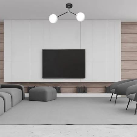 Lampy-sufitowe - czarna lampa wisząca dwie kule 2xe14 joy mlp7527 eko-light 