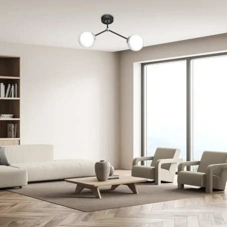 Lampy-sufitowe - czarna lampa wisząca dwie kule 2xe14 joy mlp7527 eko-light 