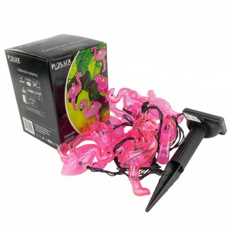 Swiecace-kule-i-girlandy - girlanda solarna 2m 10xled różowe flamingi ip44 6500k 311535 polux 