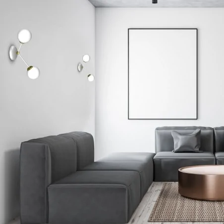 Lampy-sufitowe - kinkiet biały - 2 szklane klosze 2xe14 joy mlp7462 eko-light 