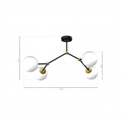 Lampy-sufitowe - czarno - biała lampa sufitowa 4 szklane klosze 4xe14 joy mlp7461 eko-light 