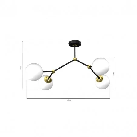 Lampy-sufitowe - czarno - biała lampa sufitowa 4 szklane klosze 4xe14 joy mlp7461 eko-light 