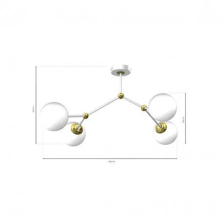 Lampy-sufitowe - biało-złota lampa sufitowa 4 kule - e14 joy mlp7465 eko-light 
