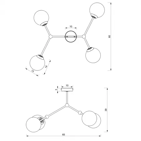 Lampy-sufitowe - lampa sufitowa  biała - 4 szklane kule 4xe14 joy mlp7533 eko-light 
