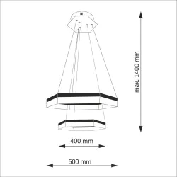 Lampy-sufitowe - lampa wisząca sześciokątna led o mocy 100w 3000k luna 306647 polux 