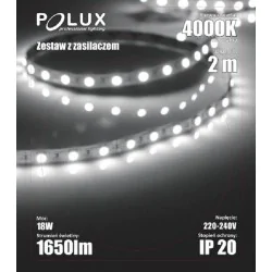 Tasmy-led - zestaw taśma led + zasilacz 12v 18w 240 led 2m ip20 4000k 315359 polux 