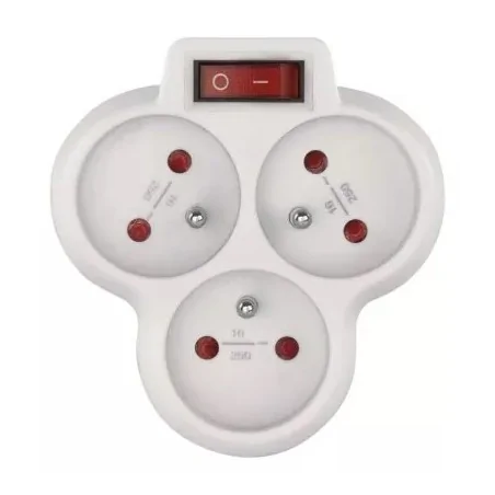 Rozgalezniki - biały rozgałęźnik z trzema gniazdami złodziejka z włącznikiem p0026s emos 