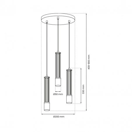Lampy-sufitowe - czarna lampa wisząca metalowa 3xgu10 estilo mlp8411 eko-light 